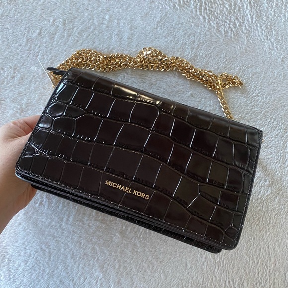 Michael Kors Jet Set Flap Croc-Embossed Crossbody Bag - Picture 1 of 13